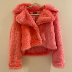 Never worn super cute hot pink fur jacket.
